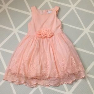 Beautiful peach girls CAMILA dress with flower embroidery. Great condition. 6